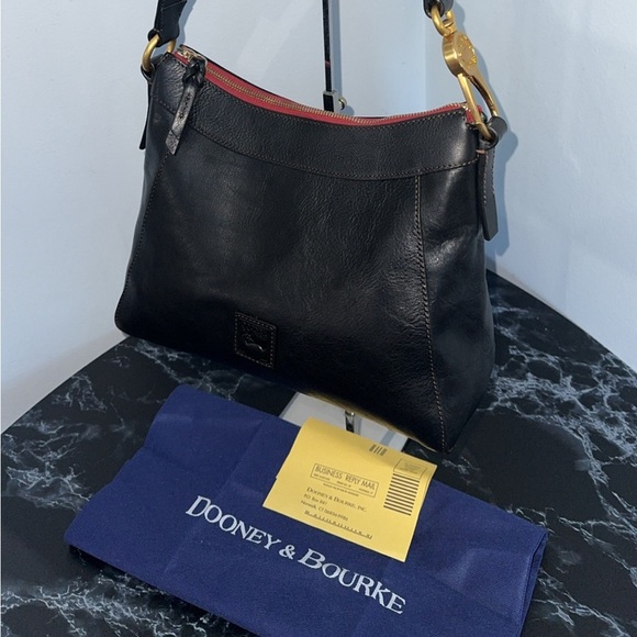 DOONEY & BOURKE Handbag Florentine Laurel Hobo Black Italian Leather AUTHENTIC - Picture 4 of 11